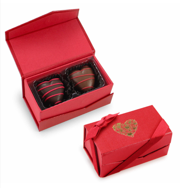 2 Hand Painted Chocolate Truffle Hearts