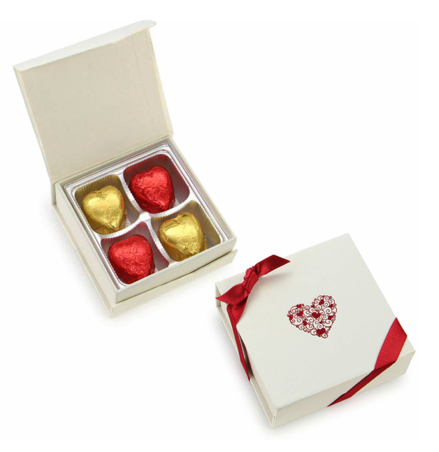 4 Chocolate Foiled Hearts