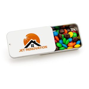 Promotional Slide Tin  Imprinted Custom M&M Candy Giveaways