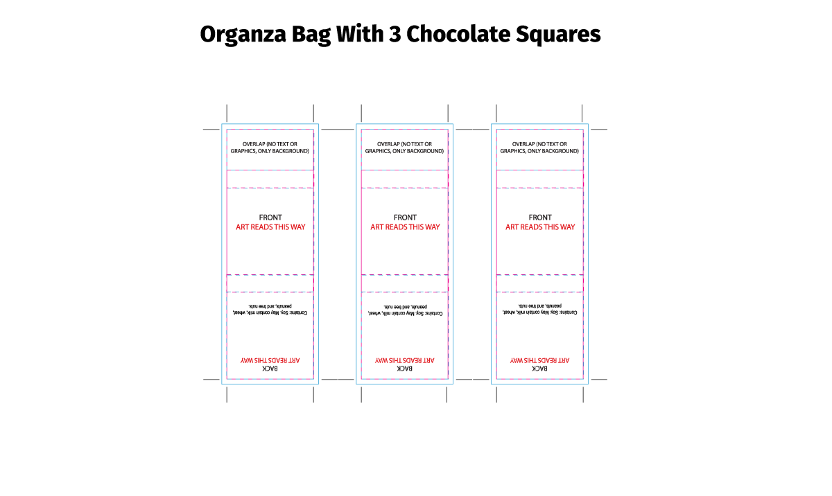 Artwork Layout - 3 Squares in Organza Bag