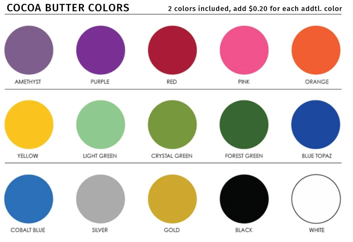 cocoa butter color options